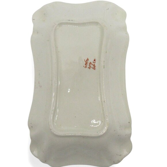 Ceramic Trinket Decorative Dresser Tray Hand-Painted Floral Scalloped Edge Vinta - Picture 9 of 11